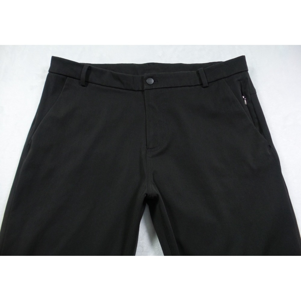 Lululemon Pants Mens Size 38 Black Straight Leg Mid Rise Stretch Zipped Pockets